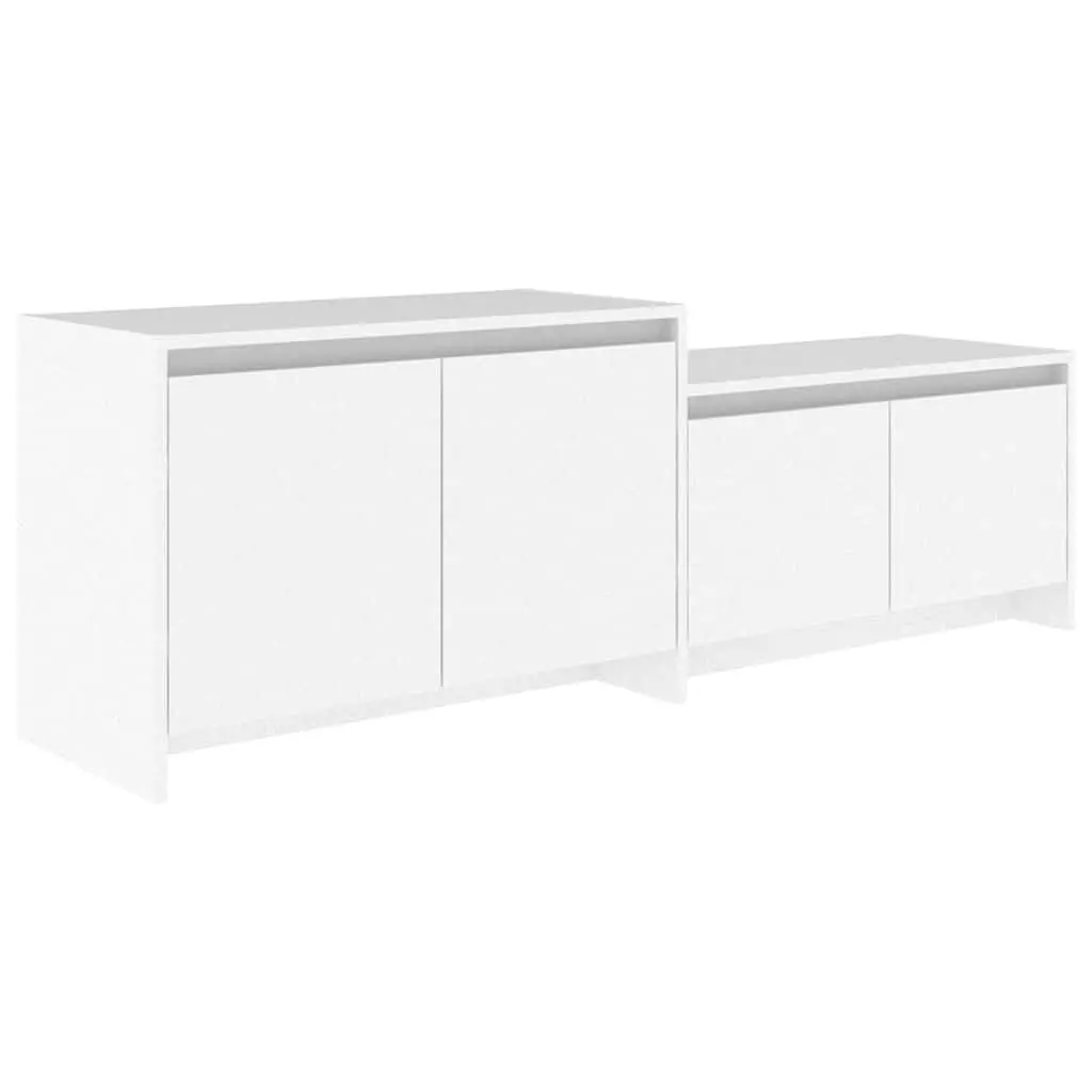 TV Cabinet White 4 Door Lowboard Living Room Storage Organiser Unit Furniture