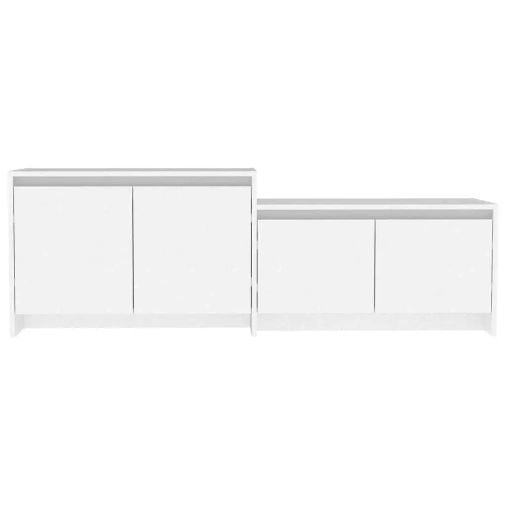 TV Cabinet White 4 Door Lowboard Living Room Storage Organiser Unit Furniture