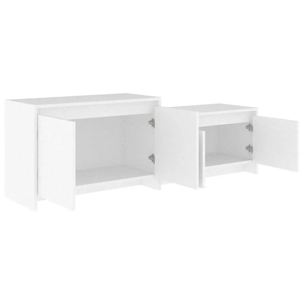 TV Cabinet White 4 Door Lowboard Living Room Storage Organiser Unit Furniture