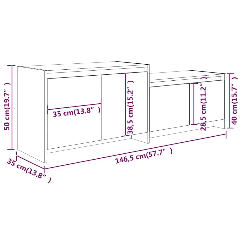 TV Cabinet White 4 Door Lowboard Living Room Storage Organiser Unit Furniture