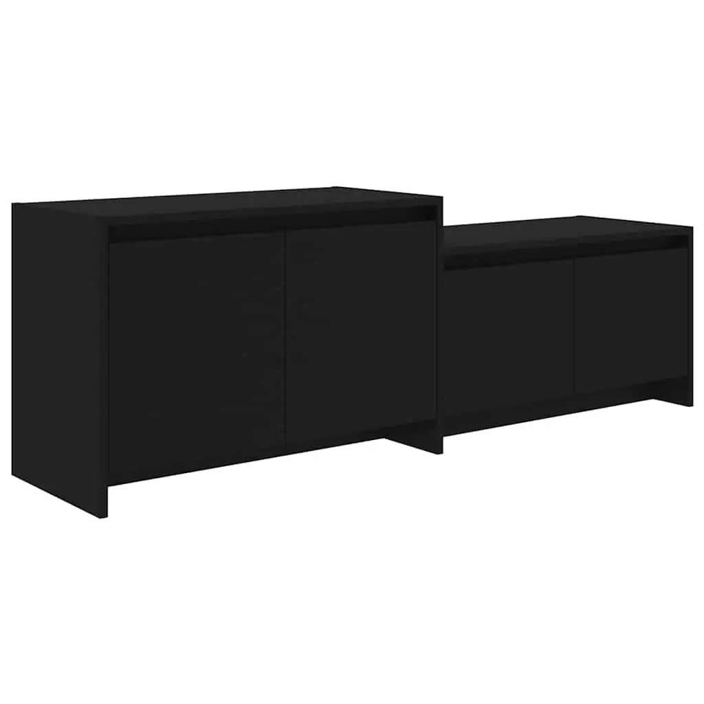 TV Cabinet Engineered Wood 1465 x 350 x 500 mm Black 4 Doors