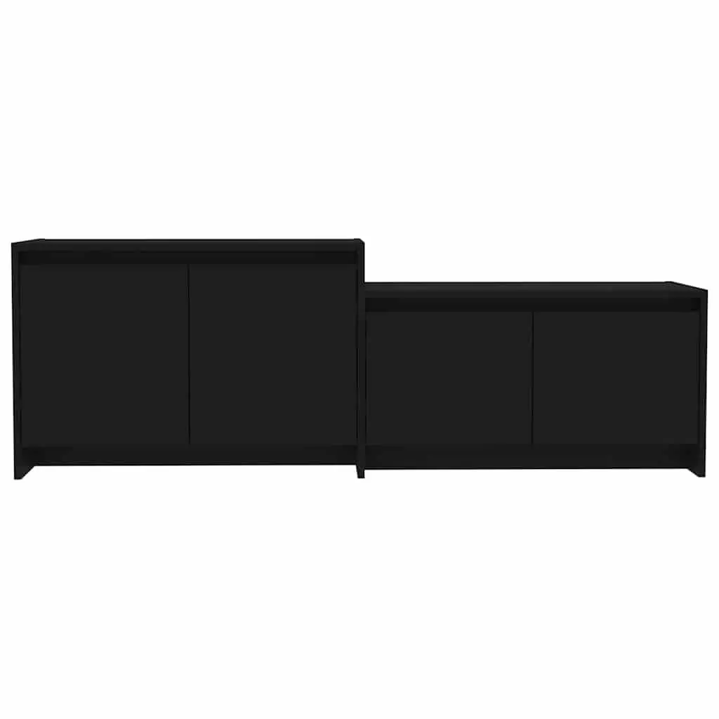 TV Cabinet Engineered Wood 1465 x 350 x 500 mm Black 4 Doors