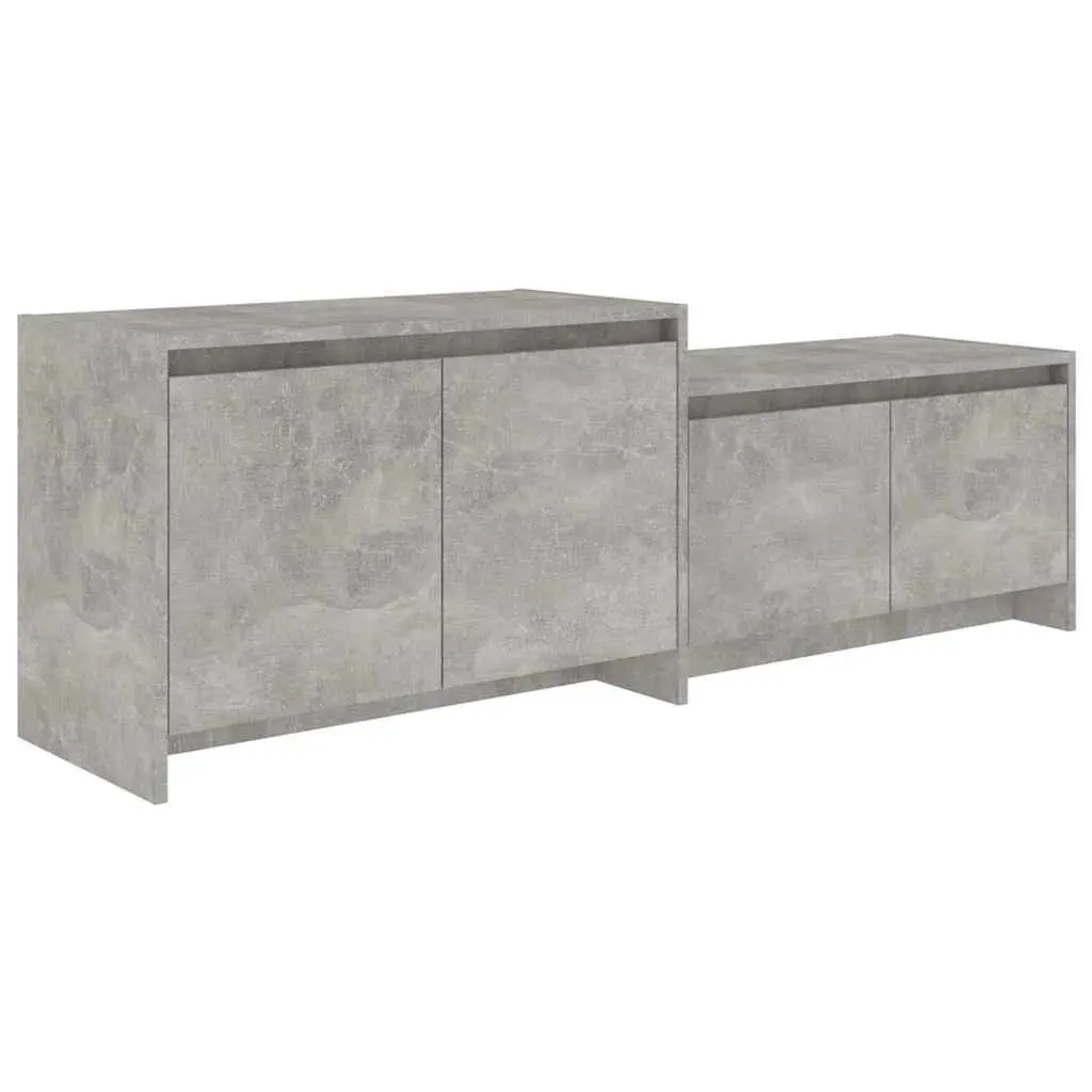 TV Cabinet Engineered Wood 1465 x 350 x 500 mm Concrete Grey 4 Door Lowboard Living Room Storage Unit