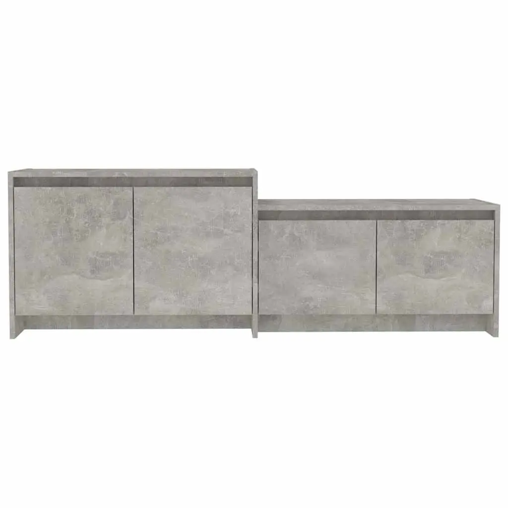 TV Cabinet Engineered Wood 1465 x 350 x 500 mm Concrete Grey 4 Door Lowboard Living Room Storage Unit