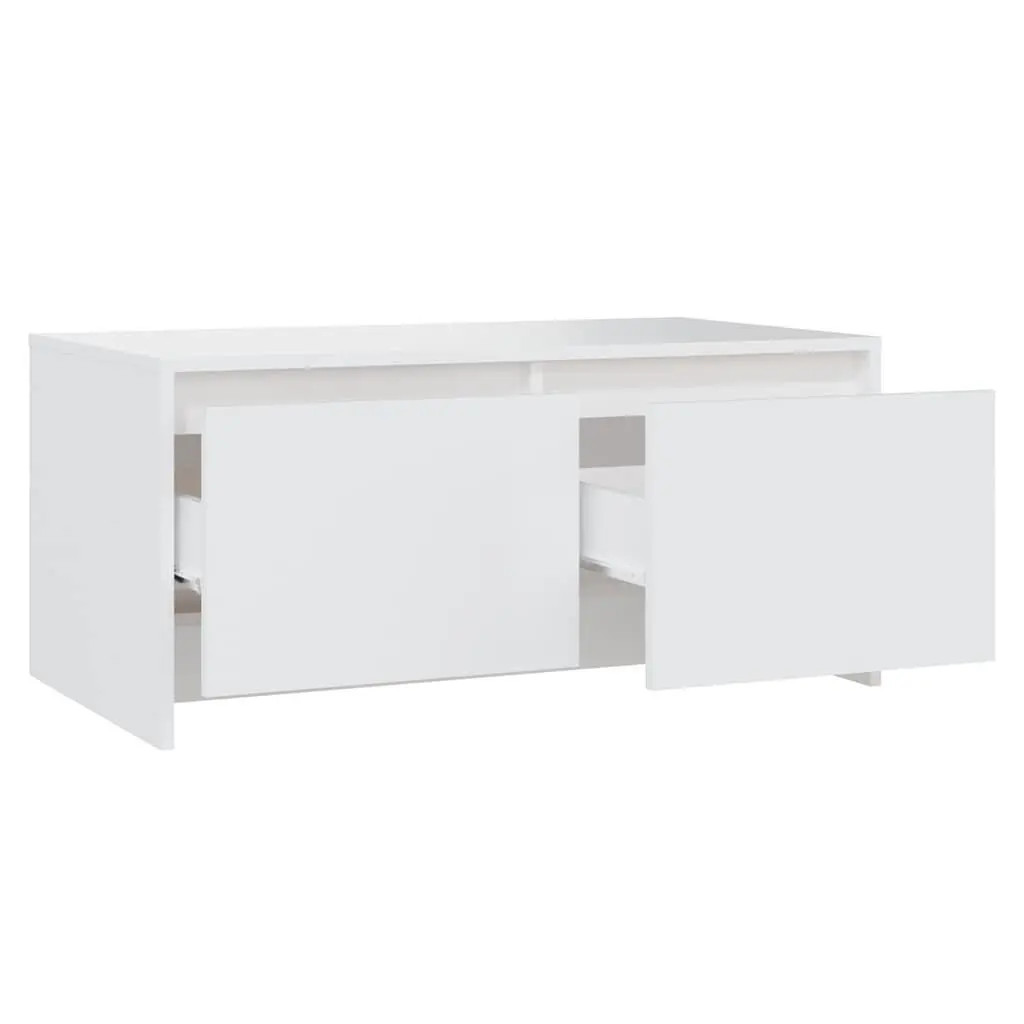 Coffee Table Engineered Wood 90cm x 50cm x 41.5cm White with Storage Drawers Modern Living Room Accent Furniture