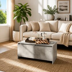 Coffee Table Grey Modern Design Storage Drawers Living Room Accent Furniture