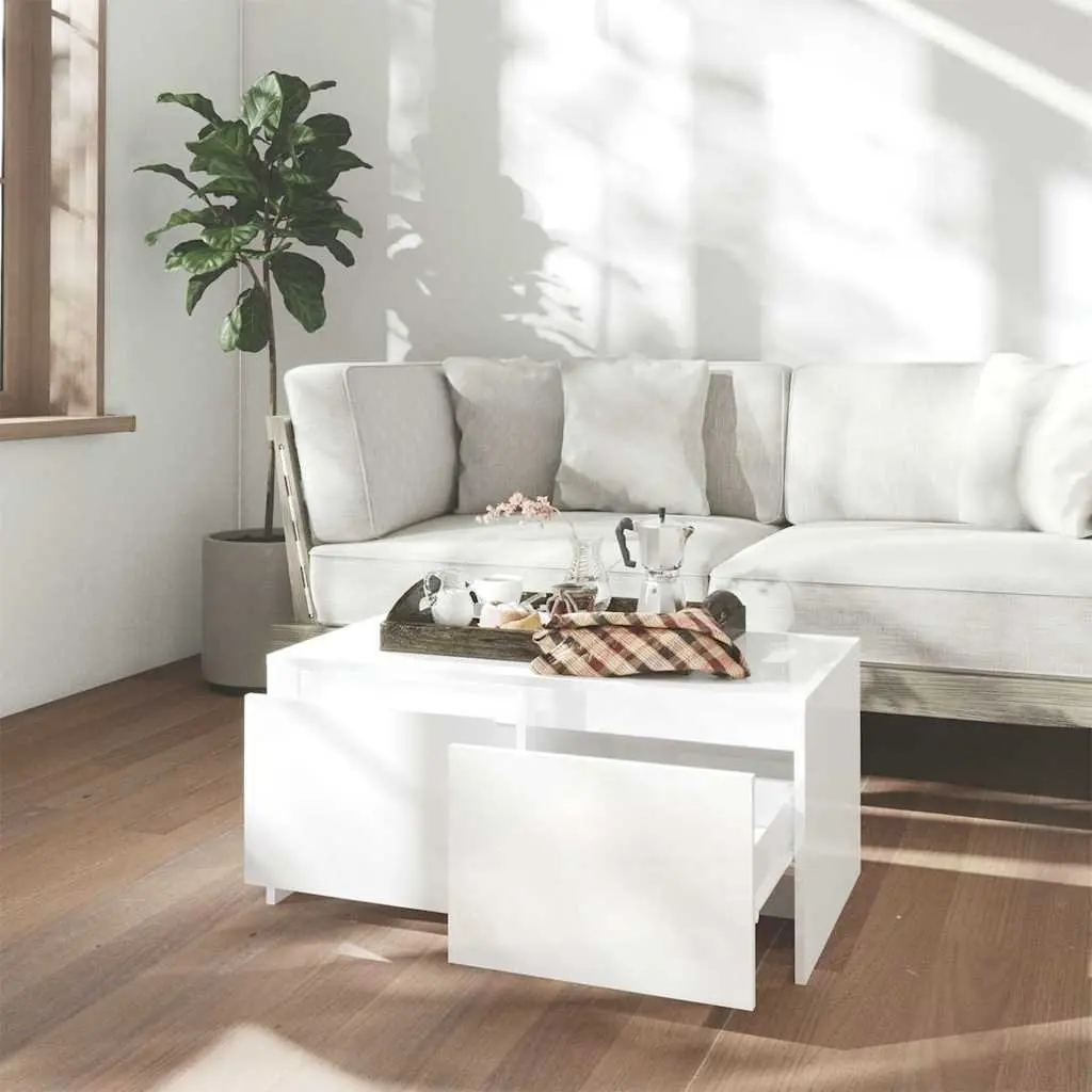 White Coffee Table with Ample Storage
