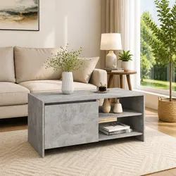 Coffee Table Modern Design Storage Compartment Door Shelf Living Room Furniture