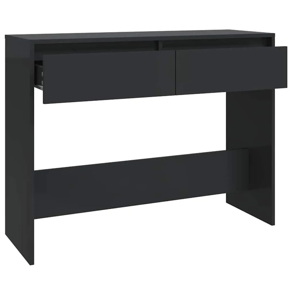 Black Console Table Engineered Wood Compact Size 100x35x76.5cm Storage Accent Furniture for Hallway Living Room Office