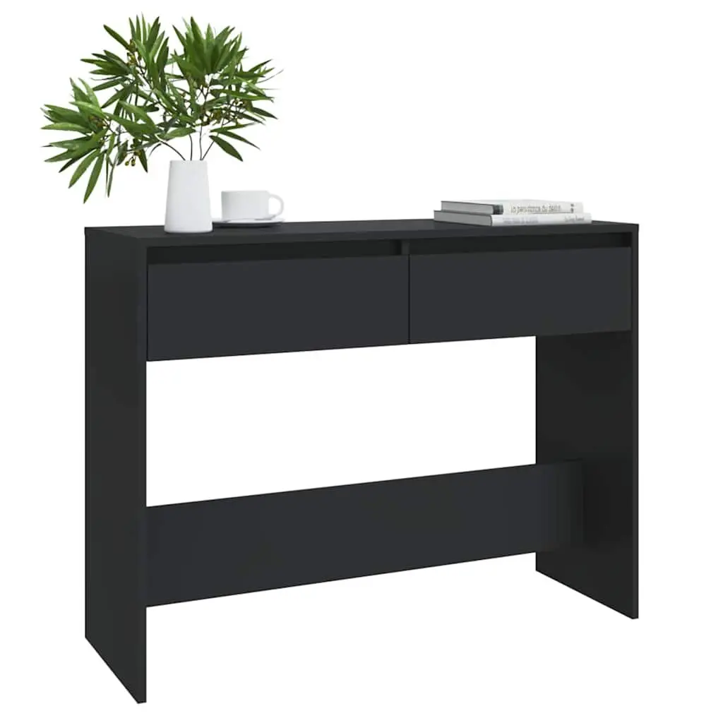 Black Console Table Engineered Wood Compact Size 100x35x76.5cm Storage Accent Furniture for Hallway Living Room Office