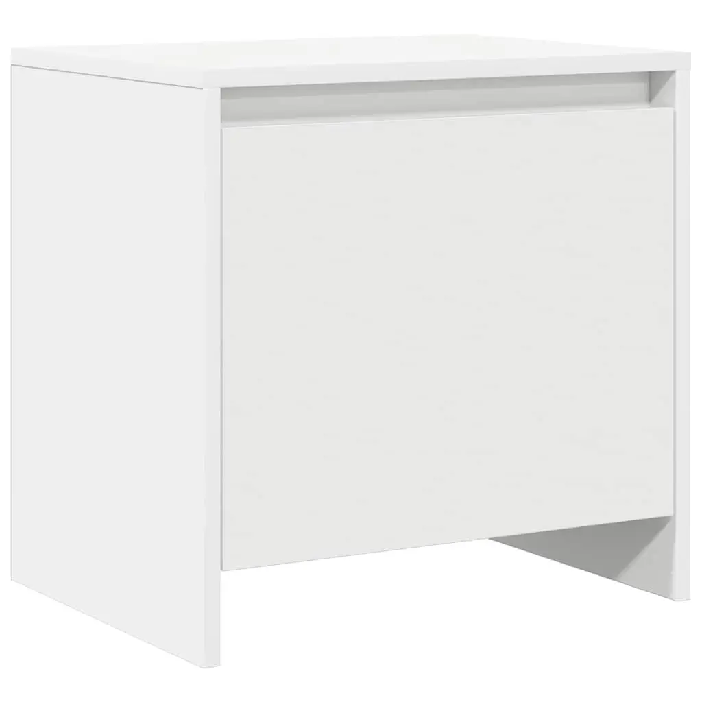 White Engineered Wood Nightstand Bedside Cabinet Storage 45cm Compact Furniture