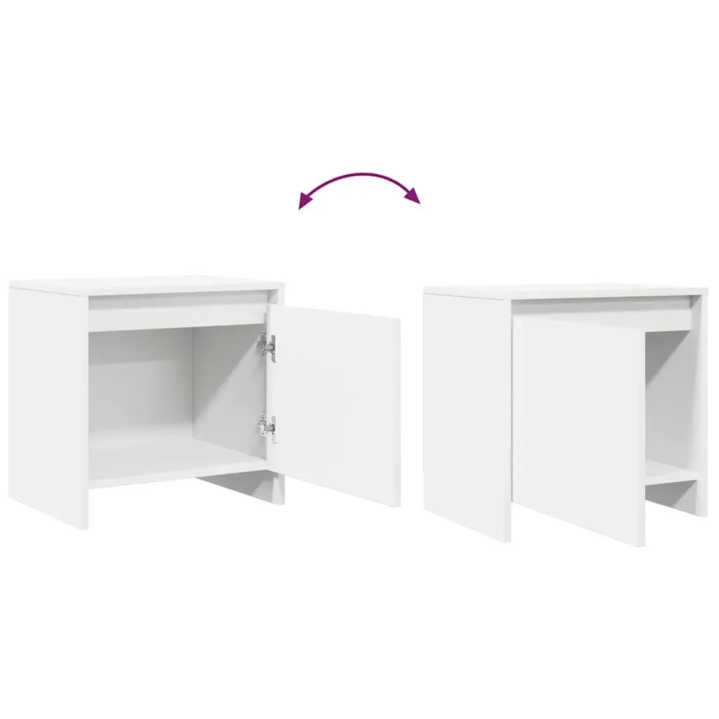 White Engineered Wood Nightstand Bedside Cabinet Storage 45cm Compact Furniture