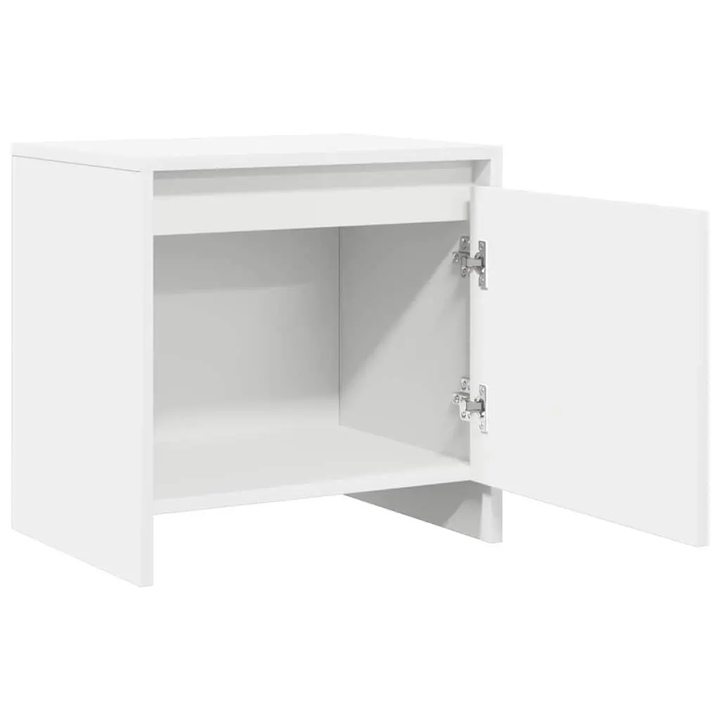 White Engineered Wood Nightstand Bedside Cabinet Storage 45cm Compact Furniture