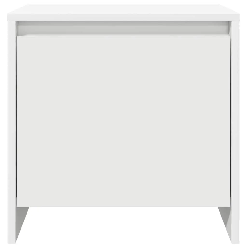 White Engineered Wood Nightstand Bedside Cabinet Storage 45cm Compact Furniture