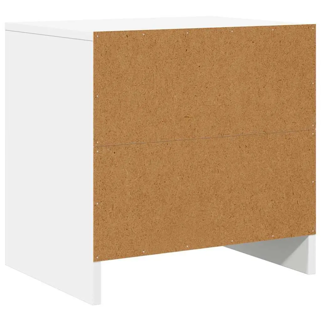 White Engineered Wood Nightstand Bedside Cabinet Storage 45cm Compact Furniture