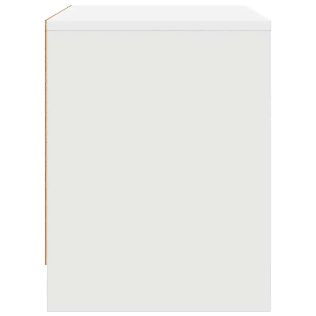 White Engineered Wood Nightstand Bedside Cabinet Storage 45cm Compact Furniture
