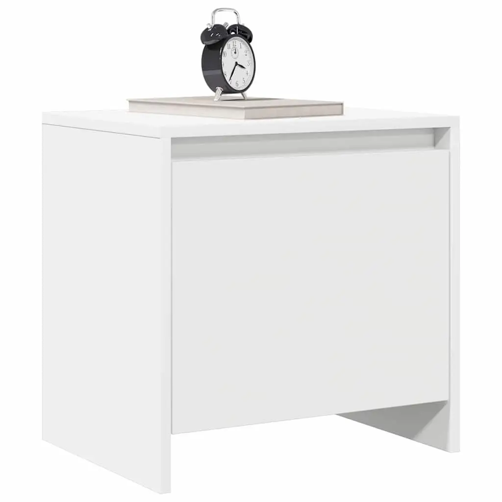 White Engineered Wood Nightstand Bedside Cabinet Storage 45cm Compact Furniture