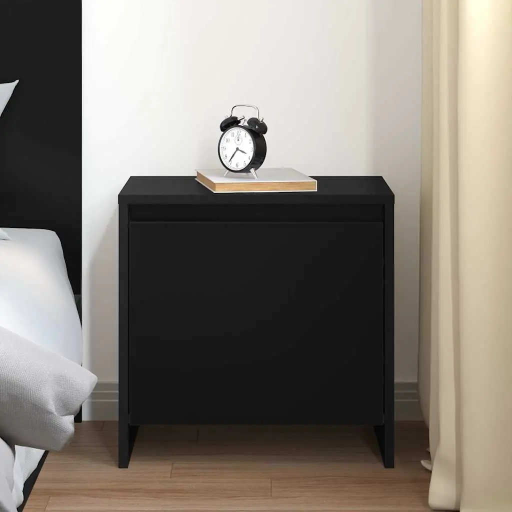 Bedside Cabinet Black 45x34x44.5 cm Nightstand Storage with Door