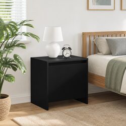 Bedside Cabinet Set 2 pcs Black Nightstand Storage Engineered Wood 45x34x44.5cm