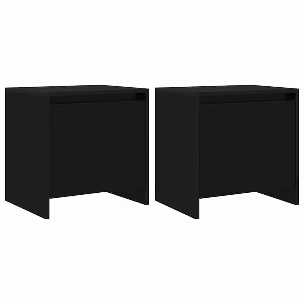 Nightstands Set 2 pcs Engineered Wood Storage Black 45x34x44.5cm