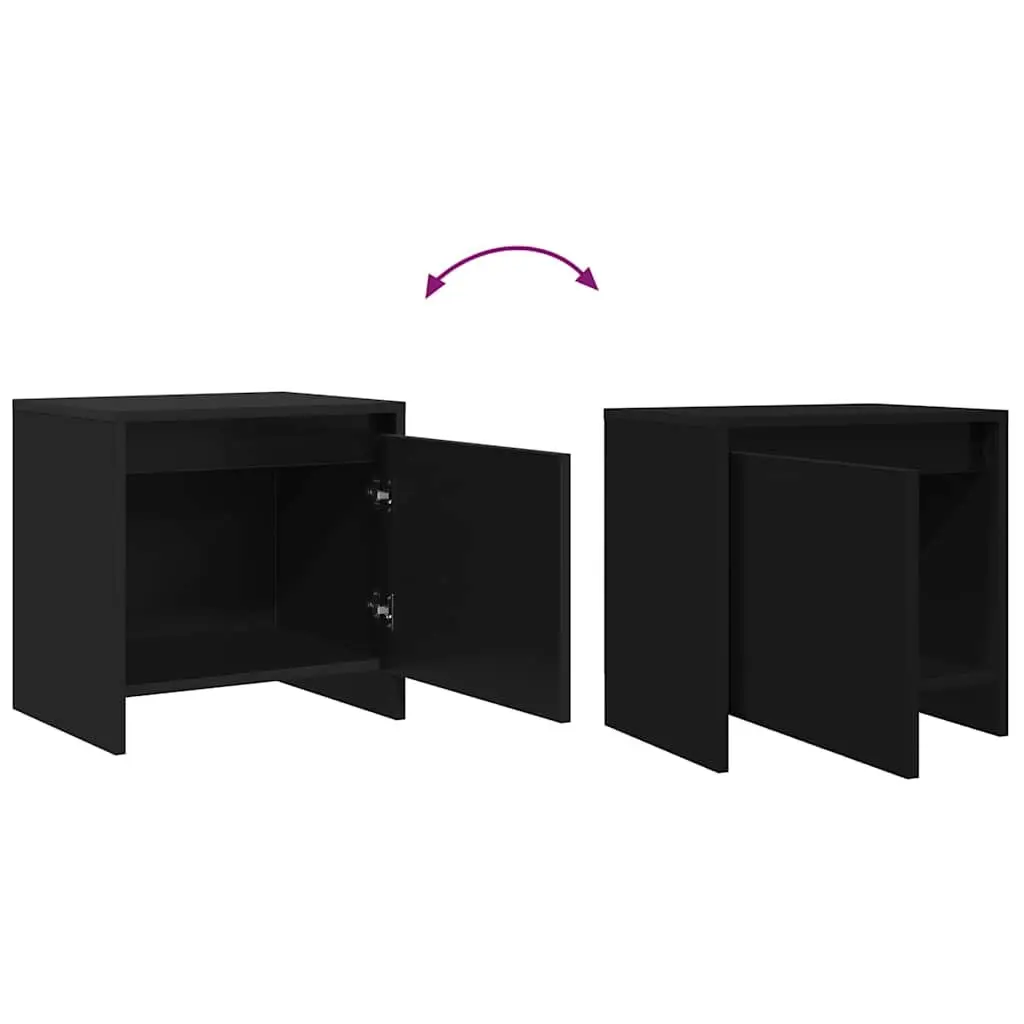 Nightstands Set 2 pcs Engineered Wood Storage Black 45x34x44.5cm