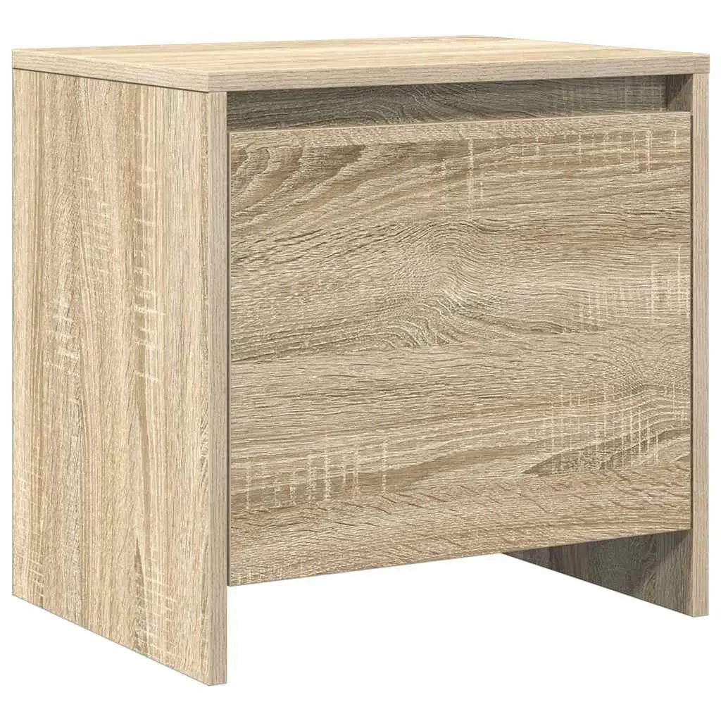 Beige Bedside Table Engineered Wood Storage Nightstand with Door