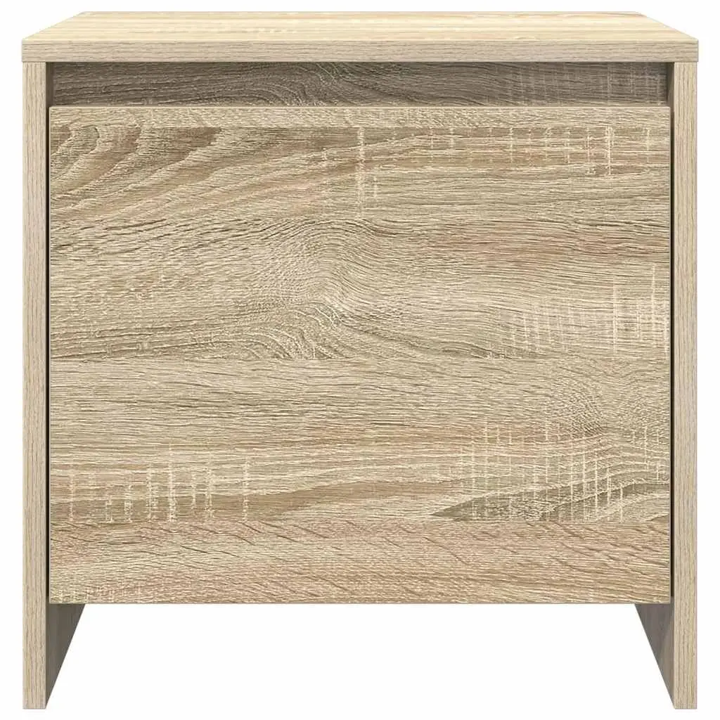 Beige Bedside Table Engineered Wood Storage Nightstand with Door