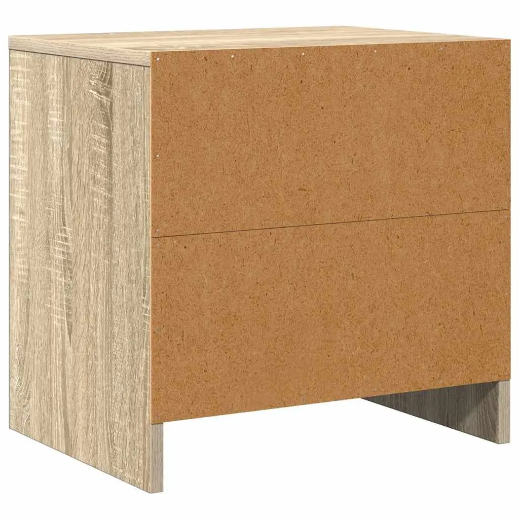 Beige Bedside Table Engineered Wood Storage Nightstand with Door
