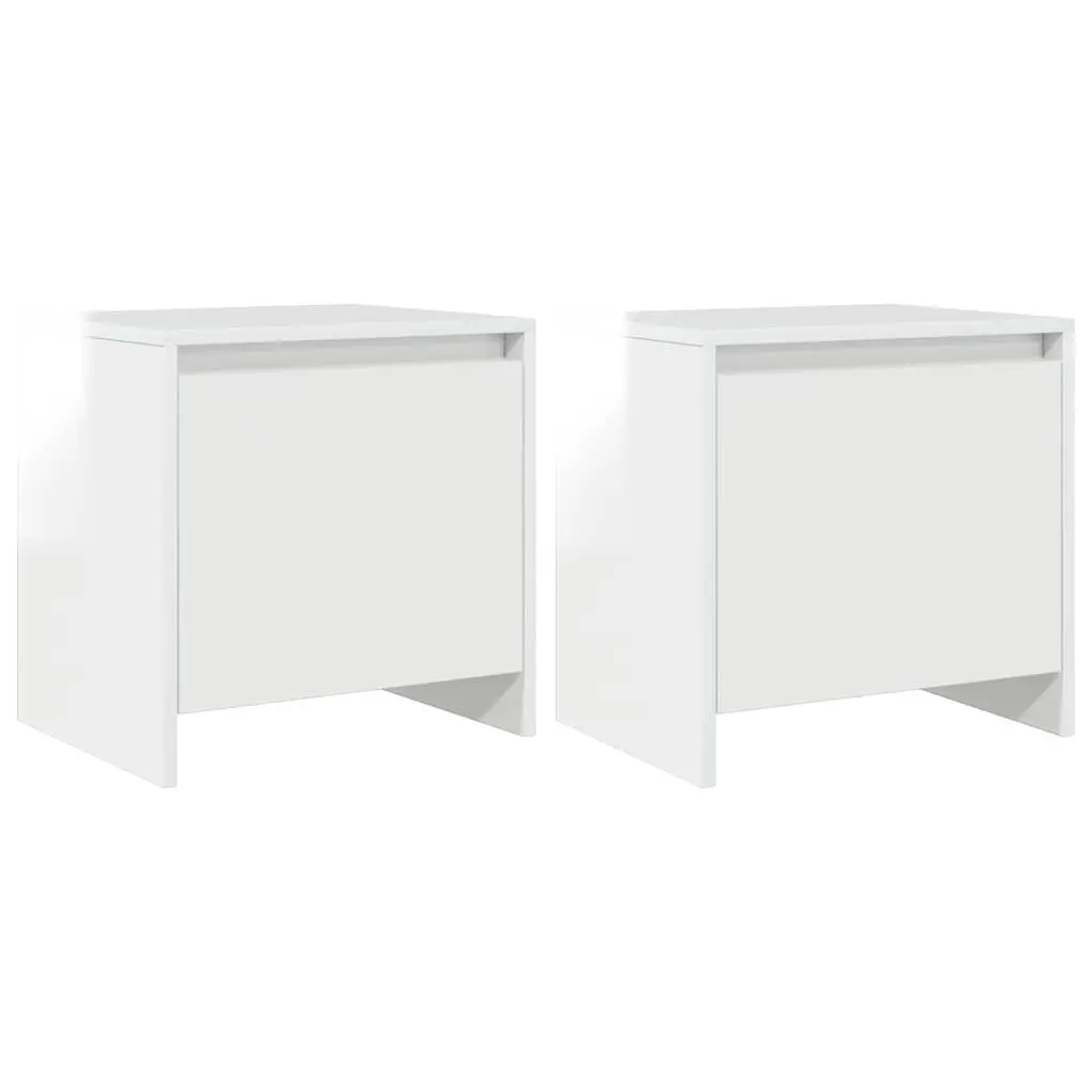 Bedside Cabinet Engineered Wood High Gloss 45x34x44.5 cm White