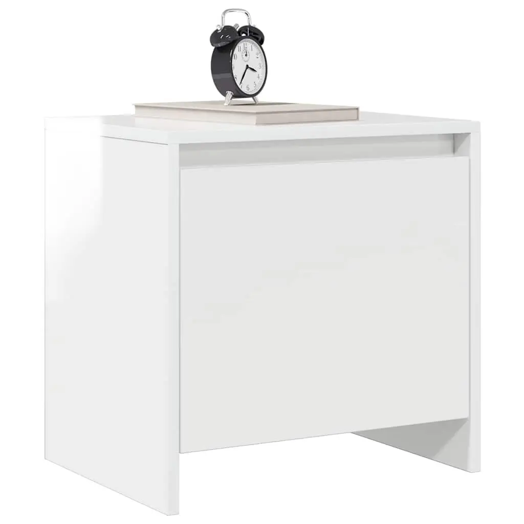 Bedside Cabinet Engineered Wood High Gloss 45x34x44.5 cm White