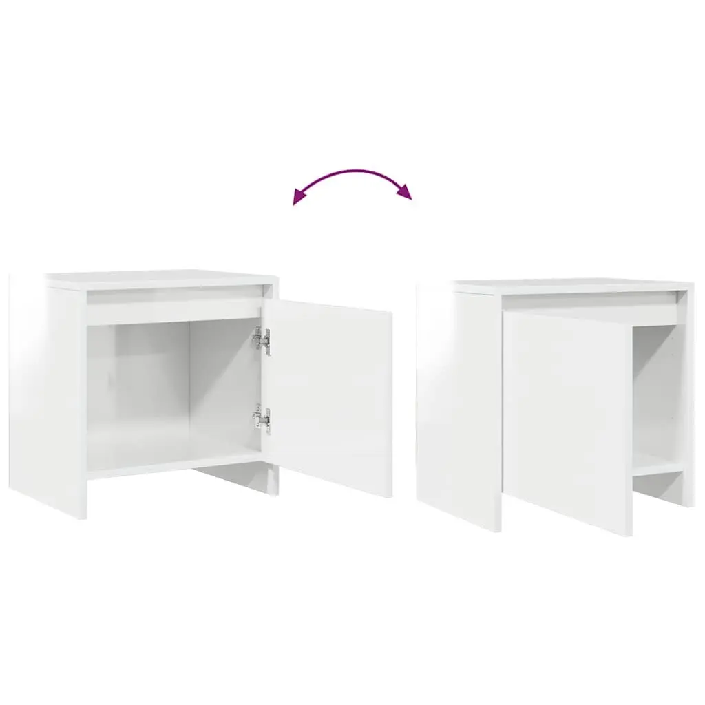 Bedside Cabinet Engineered Wood High Gloss 45x34x44.5 cm White