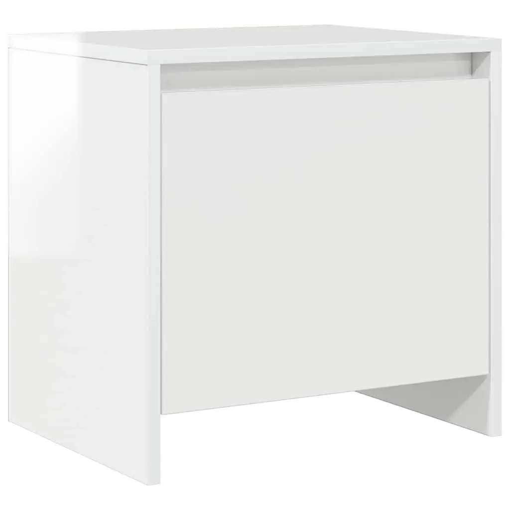 Bedside Cabinet Engineered Wood High Gloss 45x34x44.5 cm White