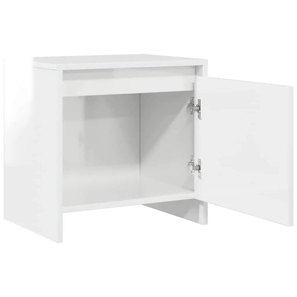 Bedside Cabinet Engineered Wood High Gloss 45x34x44.5 cm White