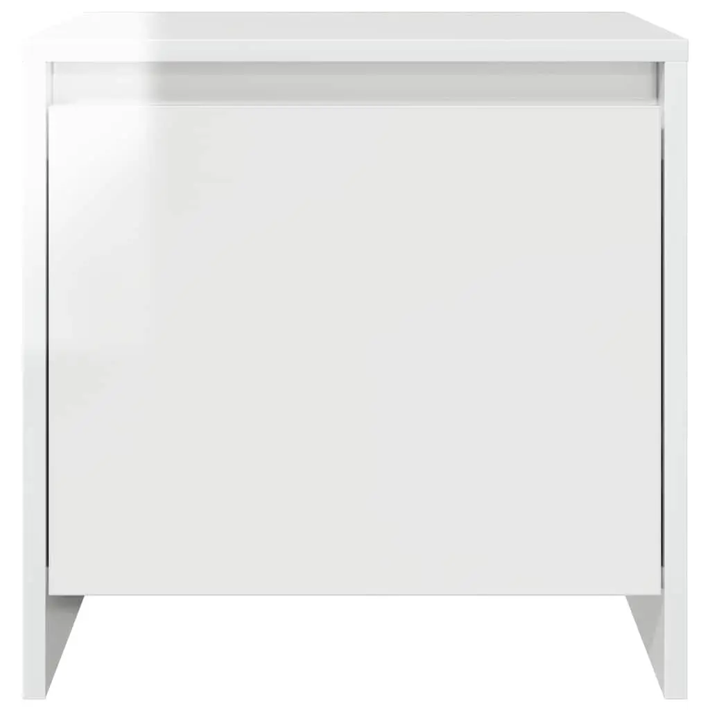Bedside Cabinet Engineered Wood High Gloss 45x34x44.5 cm White