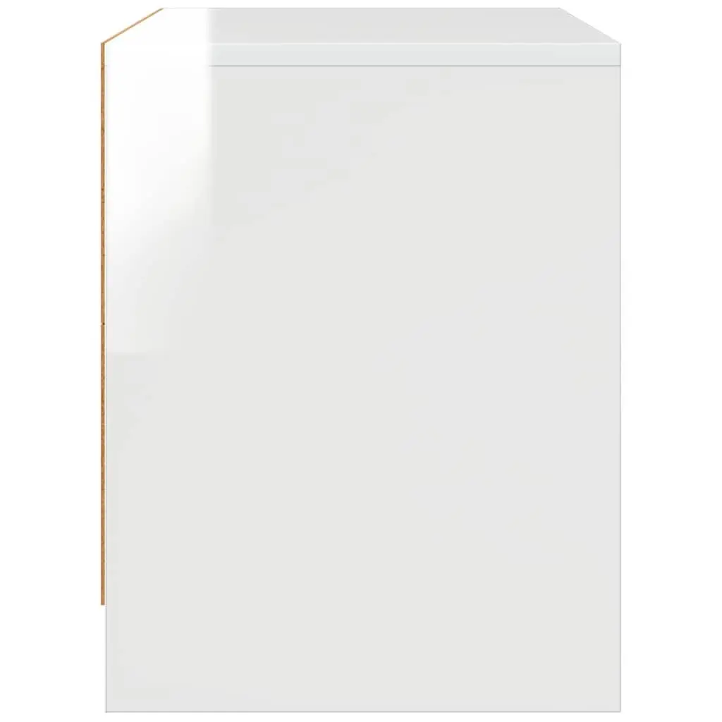 Bedside Cabinet Engineered Wood High Gloss 45x34x44.5 cm White