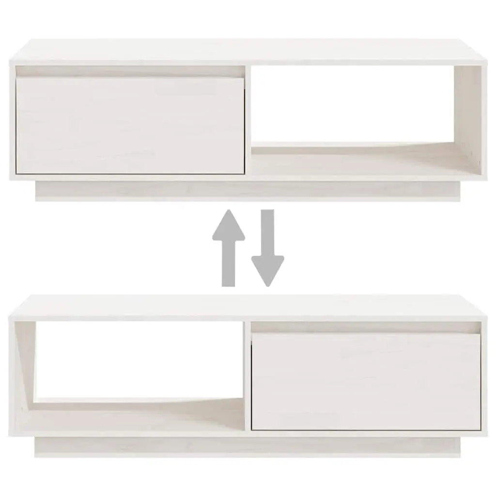 Coffee Table White Solid Pinewood Modern Design Living Room Accent Furniture