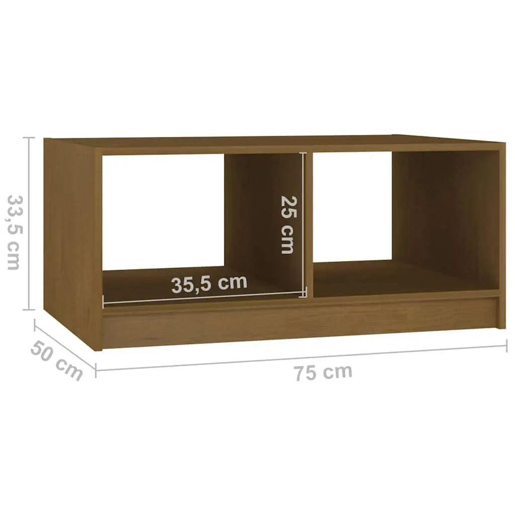 Solid Pinewood Coffee Table Brown Modern Design Living Room Accent Furniture