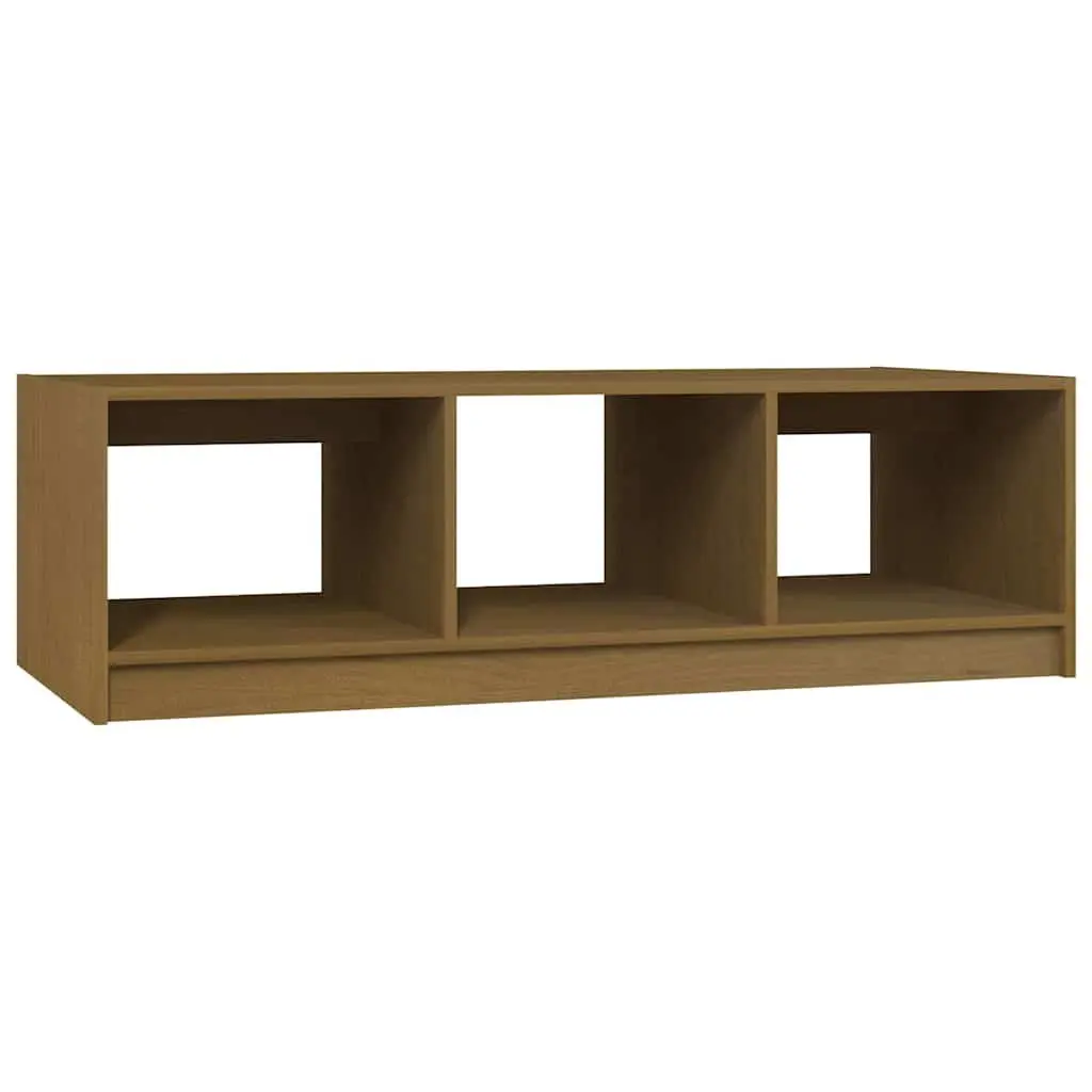 Coffee Table Solid Pinewood Honey Brown Storage Shelf 110x50x34cm Modern Living Room Furniture