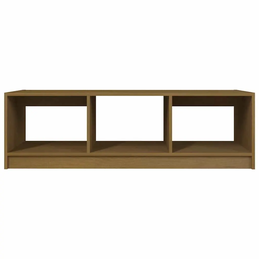 Coffee Table Solid Pinewood Honey Brown Storage Shelf 110x50x34cm Modern Living Room Furniture