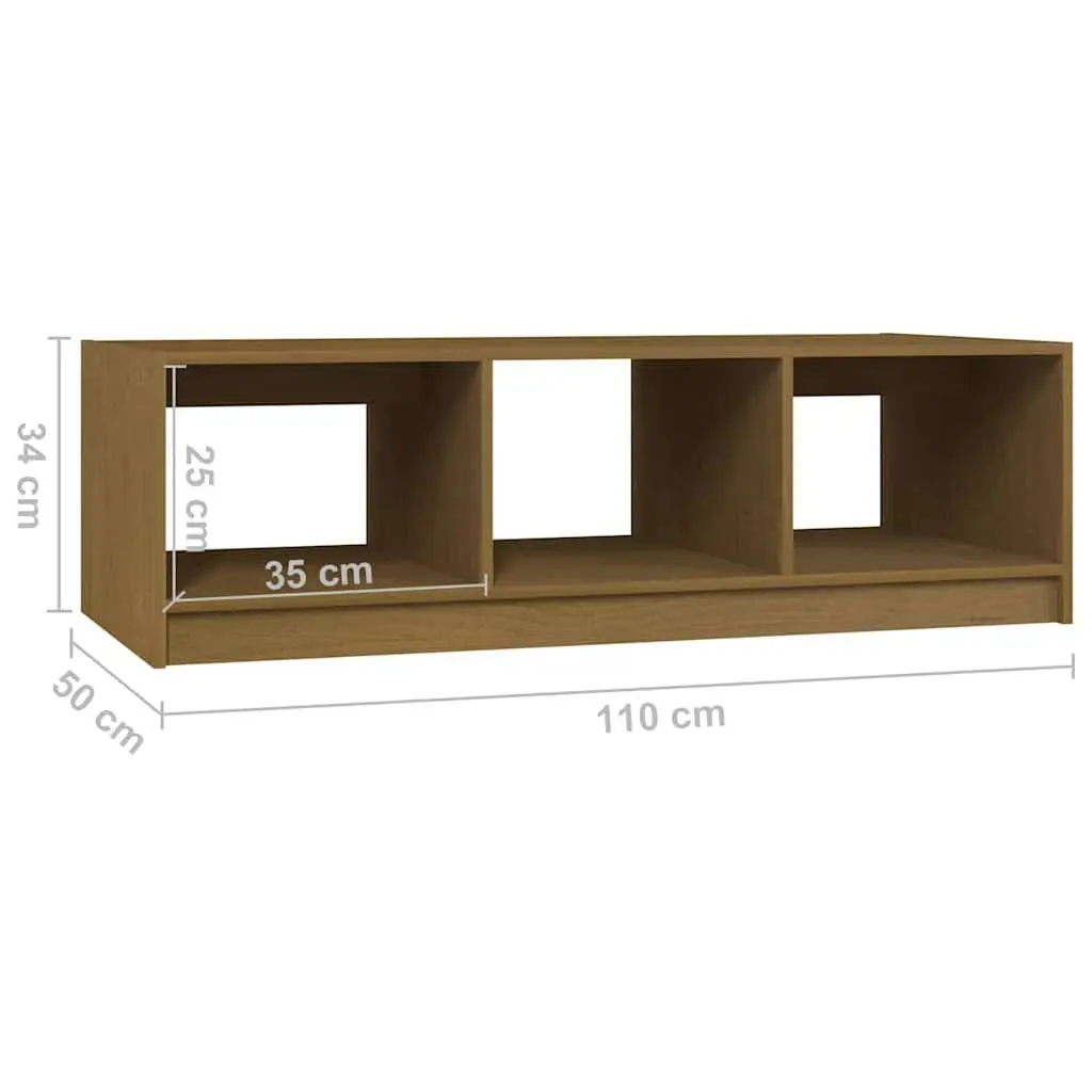 Coffee Table Solid Pinewood Honey Brown Storage Shelf 110x50x34cm Modern Living Room Furniture