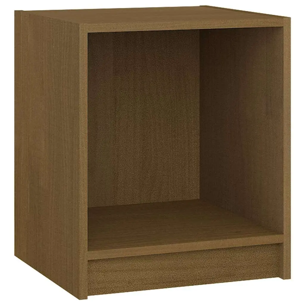 Pinewood Nightstands 2 Piece Honey Brown Solid Construction Storage Cabinets