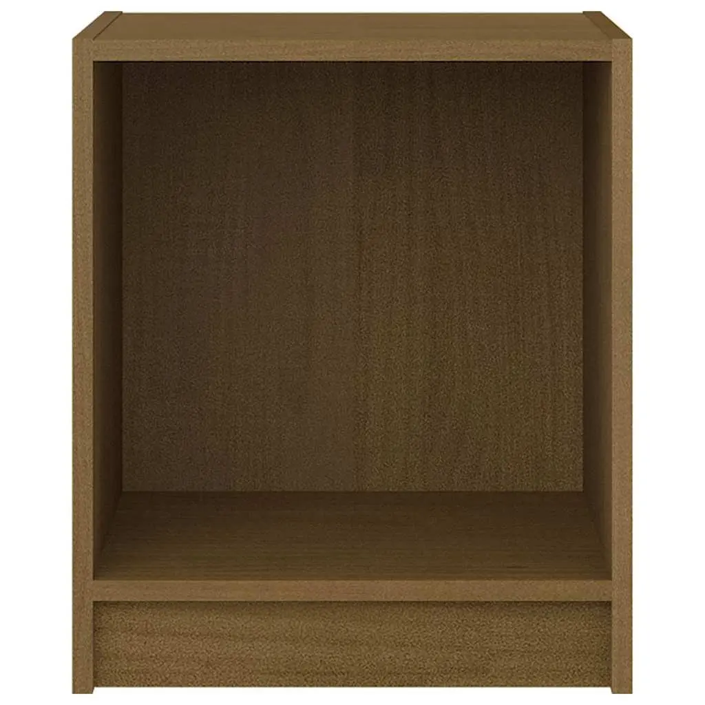 Pinewood Nightstands 2 Piece Honey Brown Solid Construction Storage Cabinets