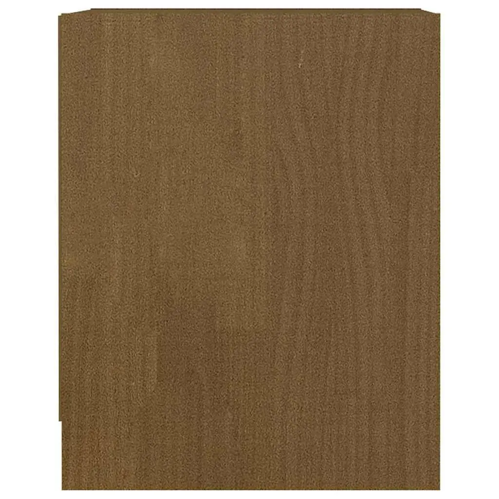 Pinewood Nightstands 2 Piece Honey Brown Solid Construction Storage Cabinets