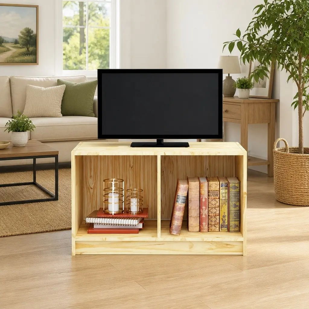 Solid Pinewood TV Cabinet 70x33x42 cm Brown Storage Unit for Living Room
