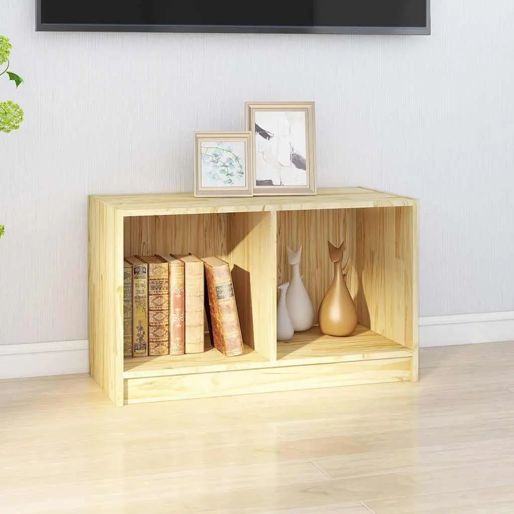 Solid Pinewood TV Cabinet 70x33x42 cm Brown Storage Unit for Living Room