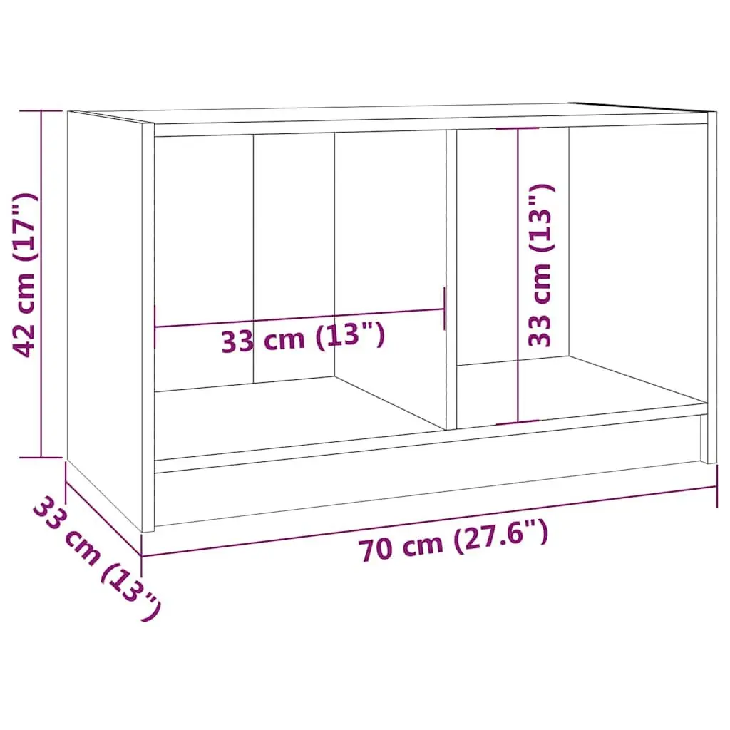 Solid Pinewood TV Cabinet 70x33x42 cm Brown Storage Unit for Living Room