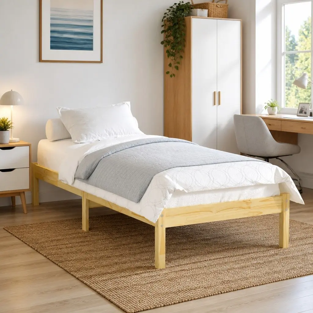 Solid Wood Bed Frame Solid Pinewood 90x190 cm Brown Single Slatted