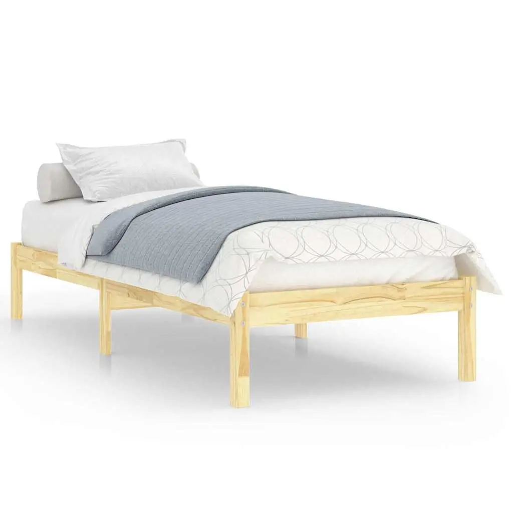 Solid Wood Bed Frame Solid Pinewood 90x190 cm Brown Single Slatted