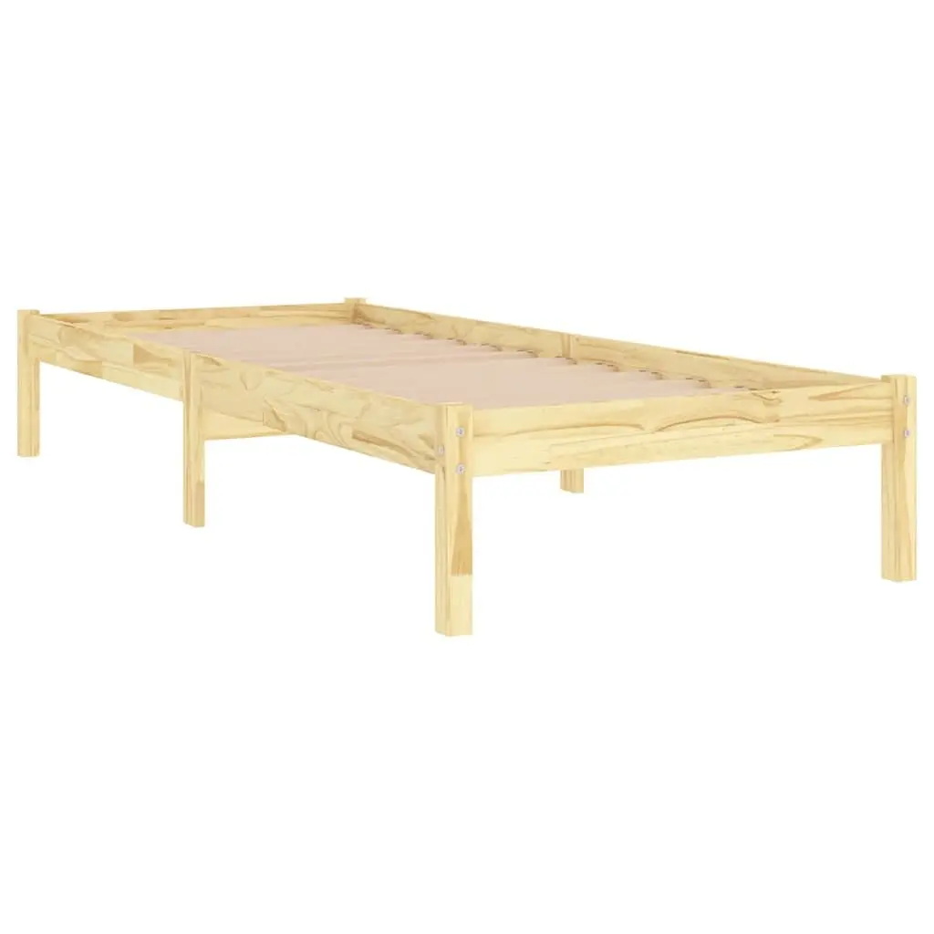 Solid Wood Bed Frame Solid Pinewood 90x190 cm Brown Single Slatted