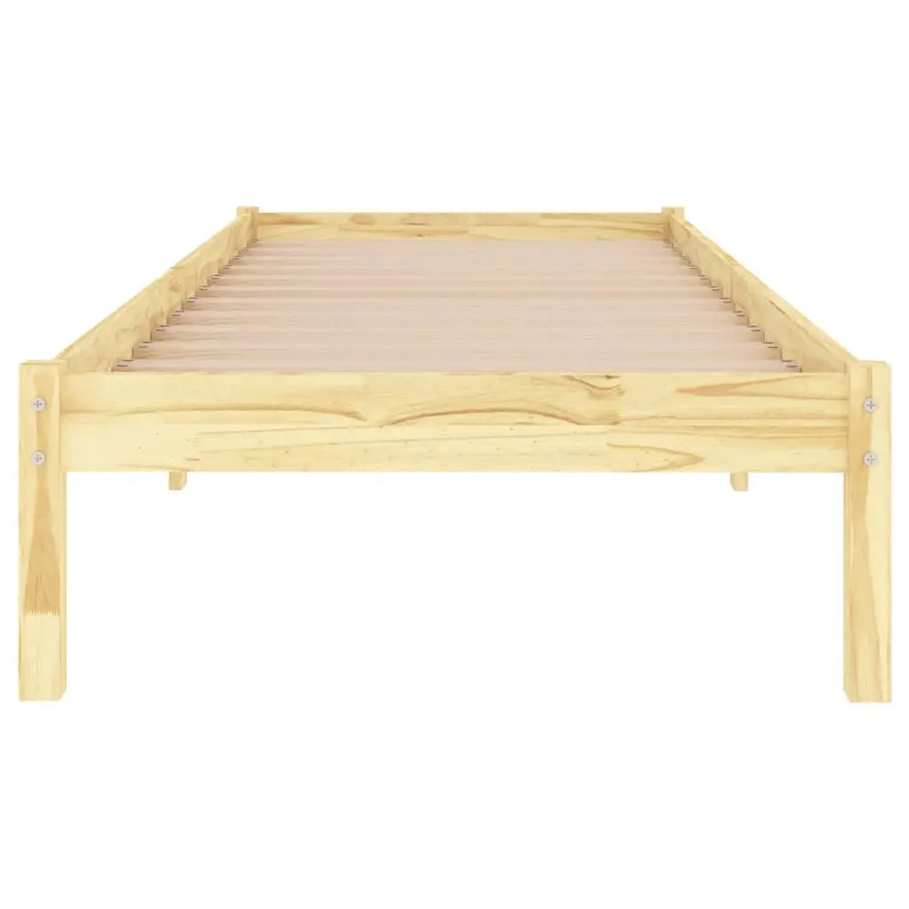 Solid Wood Bed Frame Solid Pinewood 90x190 cm Brown Single Slatted